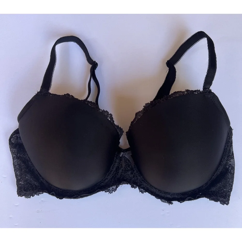 Victoria's Secret Womens Bra 36D Black Dream Angels Lined Demi Lace